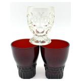 Small Red and Clear Glass Cups 3.25" and Smaller