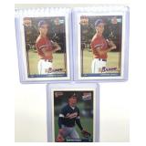 (3) Chipper Jones Rookie Cards in Plastic