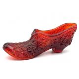 Amberina Glass Shoe 5" x 2"