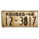 1945 Kansas License Plate - Sumner County