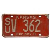 1971 Kansas License Plate - Sumner County