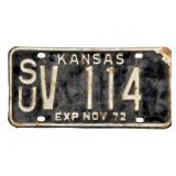 1972 Kansas License Plate - Sumner County