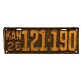1926 Kansas License Plate - Sumner County