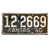 1940 Kansas License Plate - Sumner County