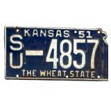 1951 Kansas License Plate - Sumner County