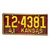 1941 Kansas License Plate - Sumner County