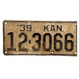 1939 Kansas License Plate - Sumner County