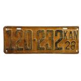 1928 Kansas License Plate