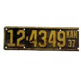 1937 Kansas License Plate - Sumner County
