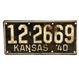 1940 Kansas License Plate - Sumner County