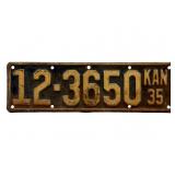 1935 Kansas License Plate - Sumner County