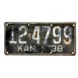 1938 Kansas License Plate - Sumner County