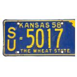 1958 Kansas License Plate - Sumner County