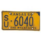 1959 Kansas License Plate - Sumner County