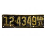 1937 Kansas License Plate - Sumner County