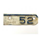 1952 Kansas License Plate Renewal Tag
