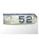 1952 Kansas License Plate Renewal Tag