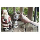 Concrete Santa Claus, Squirrel, and Cardinal