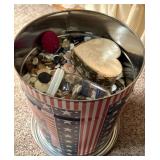 Popcorn Tin W/ Buttons