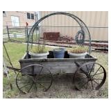 Decorative Wood Wagon w/ Steel Wheels