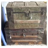 (2) Antique Trunks and Wood Crates - largest