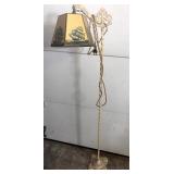 Antique Painted Cast Iron Floor Bridge Lamp