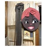 Antique Drying Rack, Vintage Clothespin Bag, and