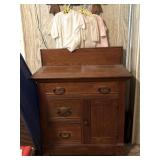 Antique Wood Wash Stand, Contents, Vintage Baby