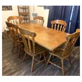 Dining Table & (6) Chairs, 37"x71" w/Leaf 37"x52