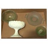Fenton Custard Glass Compote 5.25" and Green