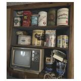 Vintage TV, Telephone, and Tins