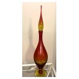 Vintage Amberina Glass Genie Bottle 23.5"