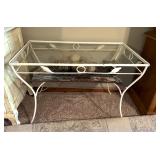 Iron Table w/ Glass Top & Shelf 36"x21"x25"