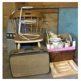 Wood Chair, 3-Tier Serving Stand, Vintage