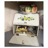 Breadbox & Primitive Kitchen Utensils