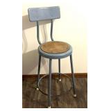 Blue Metal Drafting Chair, 24" Seat Height