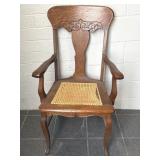 Antique Wood Cane Bottom Chair