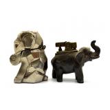(2) Vintage Elephant Lighters 2.5" Tall and