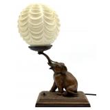 Vintage Elephant Lamp with Glass Globe- works