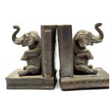 Vintage Elephant Metal Bookends 3.5" x 4.5"