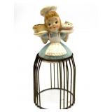 Vintage Ceramic and Wire Little Girl with