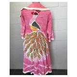 Vintage MCM Pink Chenille Colorful Peacock Robe