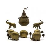 Vintage Linkable Brass Elephant Small Candle