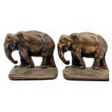 Vintage Metal Elephant Book Ends 5" x 4.25"