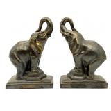 Vintage Elephant Metal Bookends 5" x 7.25"
