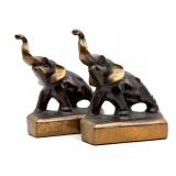 Vintage Elephant Metal Bookends 5.5" x 6.5"