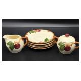 (5) Franciscan Ware Apple Saucers and Creamer &
