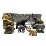 Metal Elephant Figures and Tray- tray is 17" x