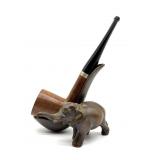 Vintage Metal Elephant Pipe Holder with