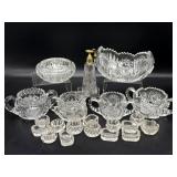 Crystal Bowls, Creamer, Sugars, Atomizer Bottle,